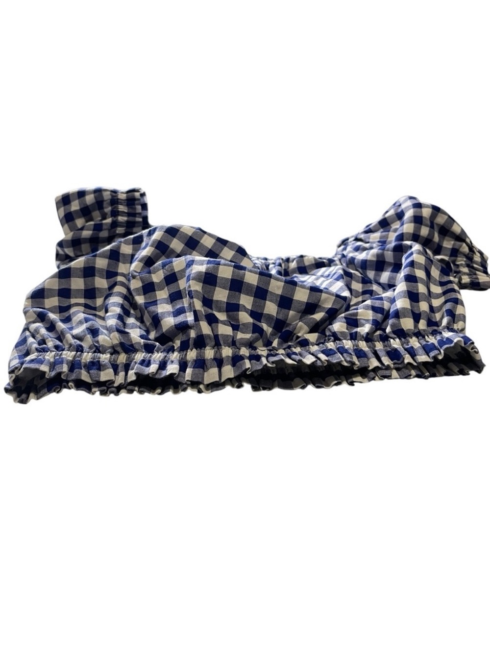 L'Academie
L'Academie Blue & White
Gingham
Off-the-Shoulder Crop Top Size Small - Picture 3 of 10